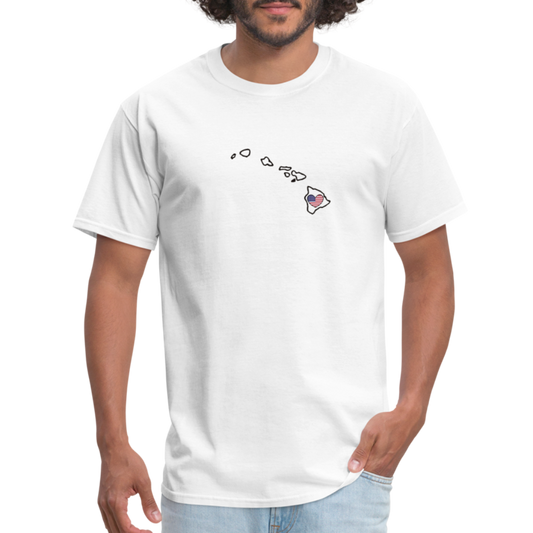 Hawaii STATEment Americana Unisex/Men's White Tee Shirt - white
