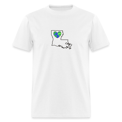 Louisiana STATEment Earth Unisex/Men's White Tee Shirt - white