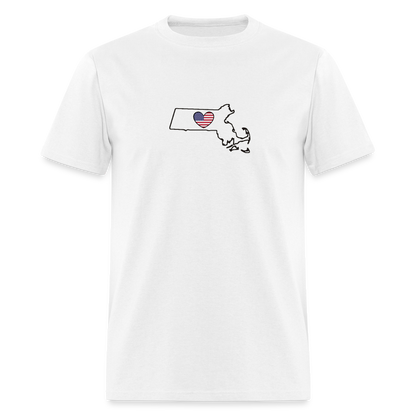 Massachusetts State Americana Unisex/Men's White Tee Shirt - white