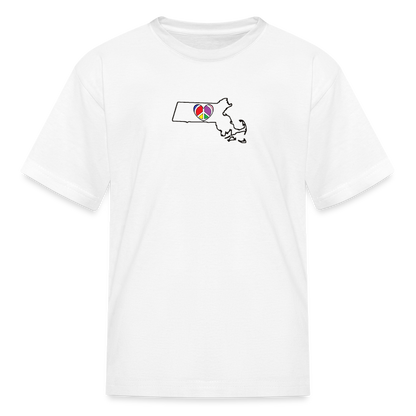 Massachusetts STATEment Peace Kid's White Tee Shirt - white