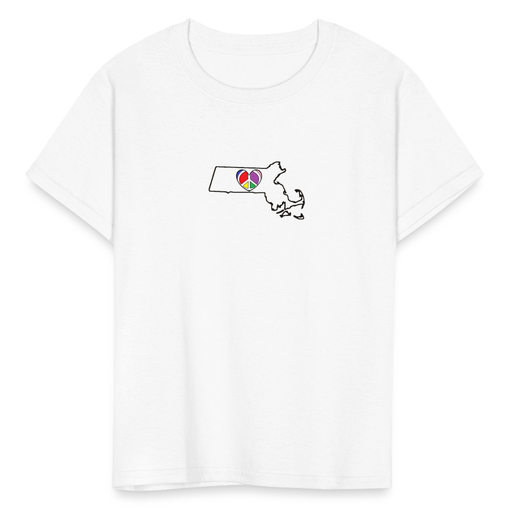 Massachusetts STATEment Peace Kid's White Tee Shirt - white