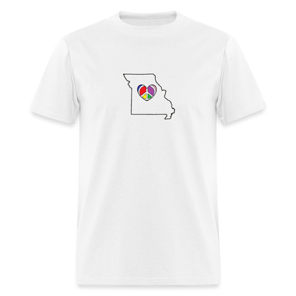 Missouri STATEment Peace Unisex/Men's White Tee Shirt - white