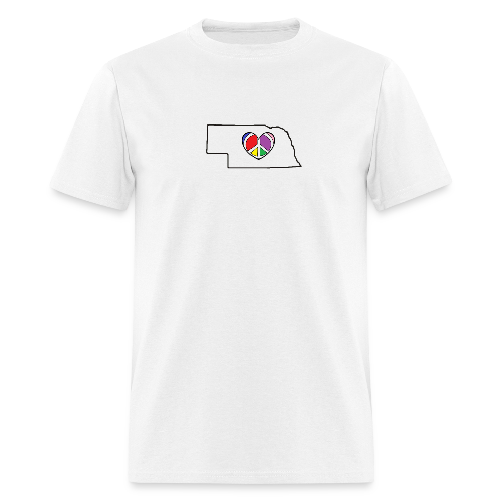 Nebraska STATEment Peace Unisex/Men's White Tee Shirt - white