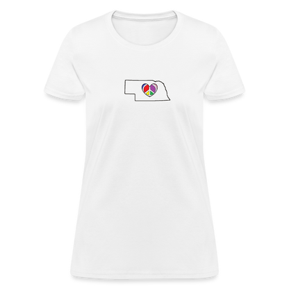 Nebraska STATEment Peace Women's White Tee Shirt - white