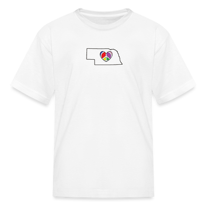 Nebraska STATEment Peace Kid's White Tee Shirt - white