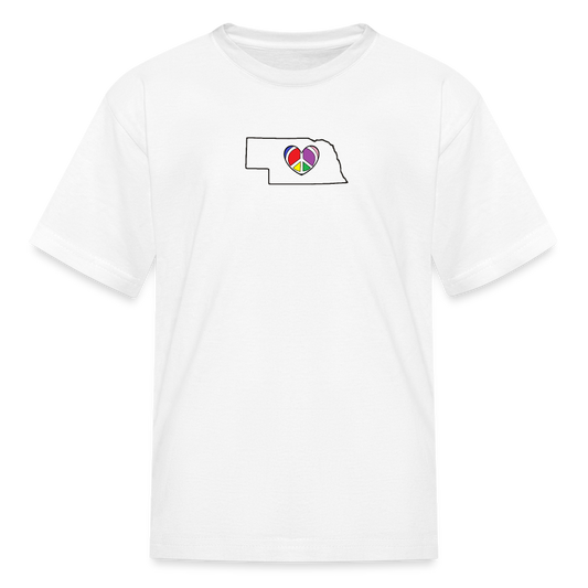 Nebraska STATEment Peace Kid's White Tee Shirt - white