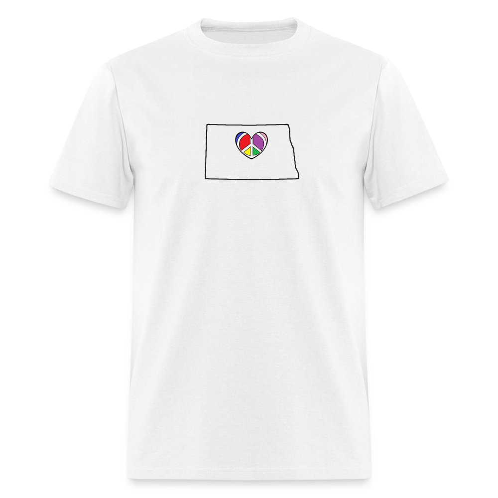 North Dakota STATEment Peace Unisex/Men's White Tee Shirt - white