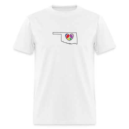 Oklahoma STATEment Peace Unisex/Men's White Tee Shirt - white