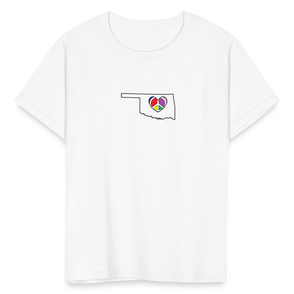 Oklahoma STATEment Peace Kid's White Tee Shirt - white