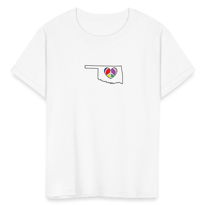 Oklahoma STATEment Peace Kid's White Tee Shirt - white