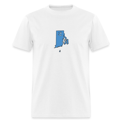 Rhode Island STATEment Overconfident Unisex/Men's White Tee Shirt - white