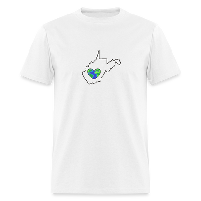 West Virginia STATEment Earth Unisex/Men's White Tee Shirt - white