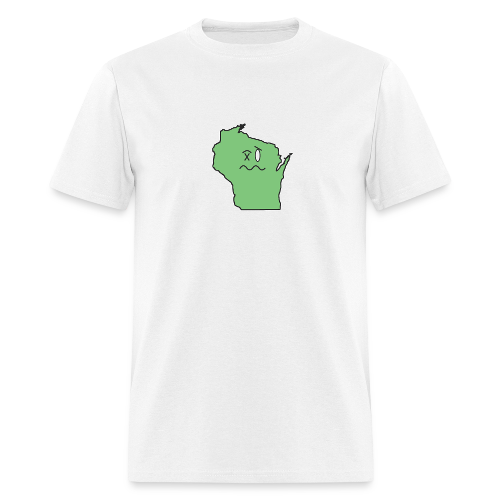 Wisconsin STATEment Wasted Unisex/Men's White Tee Shirt - white