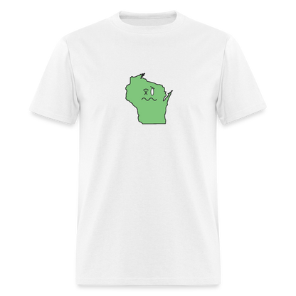 Wisconsin STATEment Wasted Unisex/Men's White Tee Shirt - white