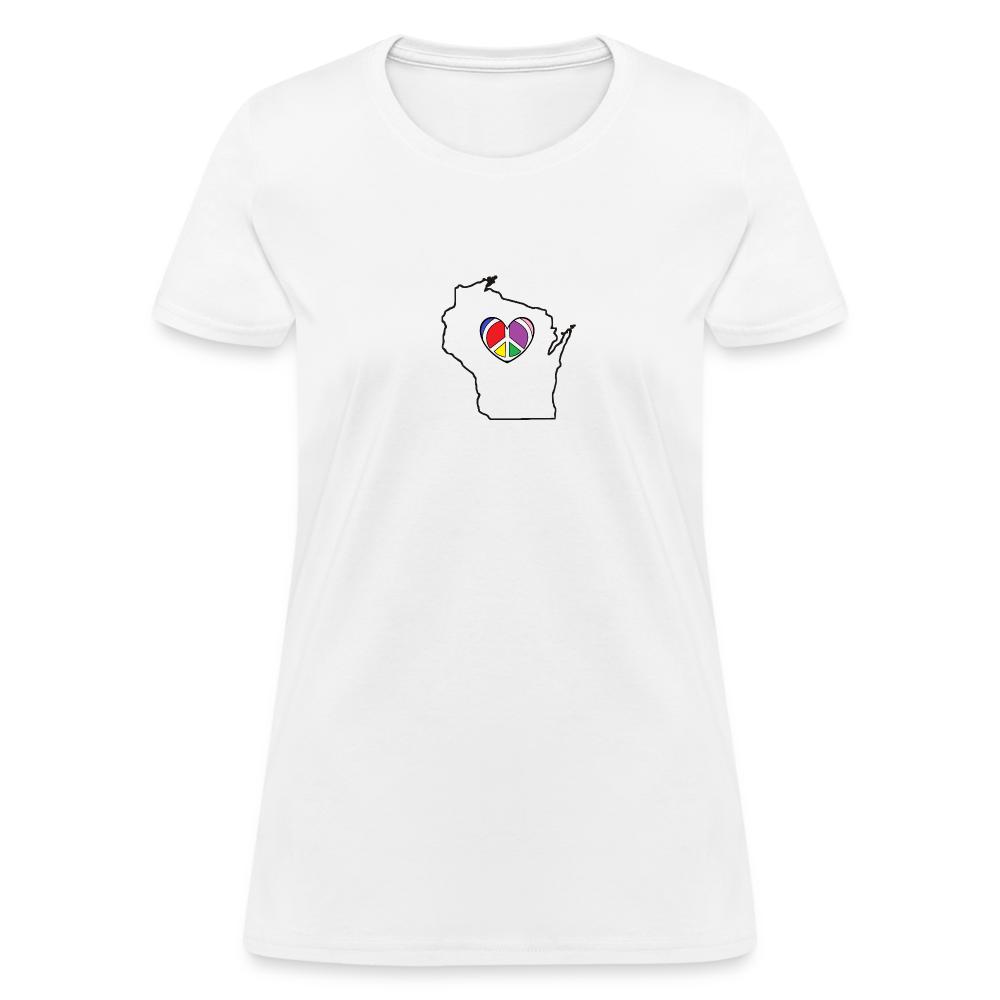 Wisconsin STATEment Peace Women's White Tee Shirt - white