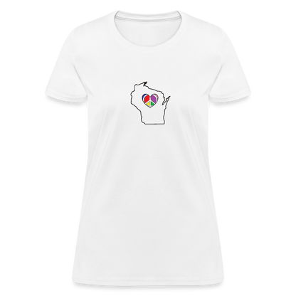 Wisconsin STATEment Peace Women's White Tee Shirt - white