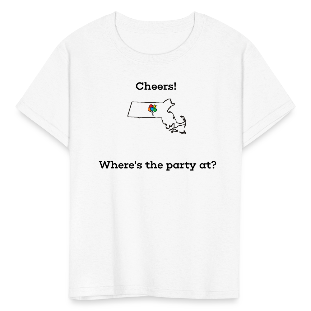 Massachusetts STATEment Customizable Cheers Balloons Kid's White Tee Shirt - white