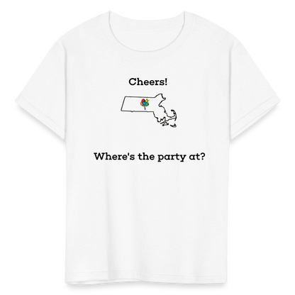 Massachusetts STATEment Customizable Cheers Balloons Kid's White Tee Shirt - white