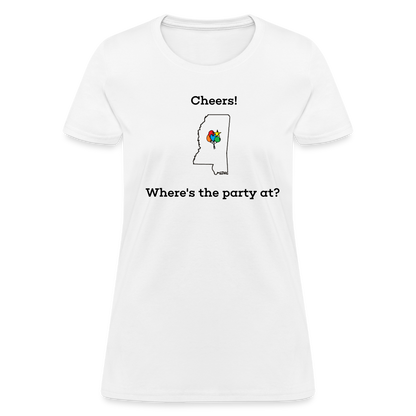 Mississippi STATEment Customizable Cheers Balloons Women's White Tee Shirt - white