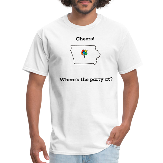 Iowa STATEment Customizable Cheers Balloons Unisex/Men's White Tee Shirt - white