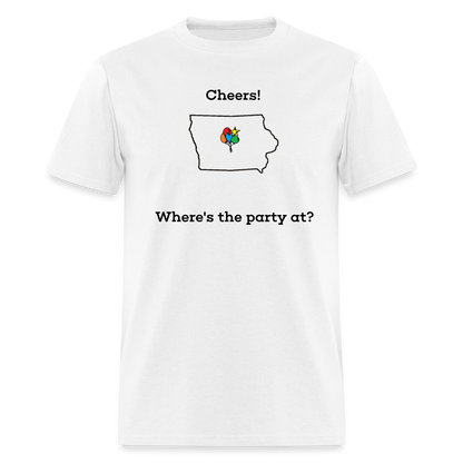 Iowa STATEment Customizable Cheers Balloons Unisex/Men's White Tee Shirt - white