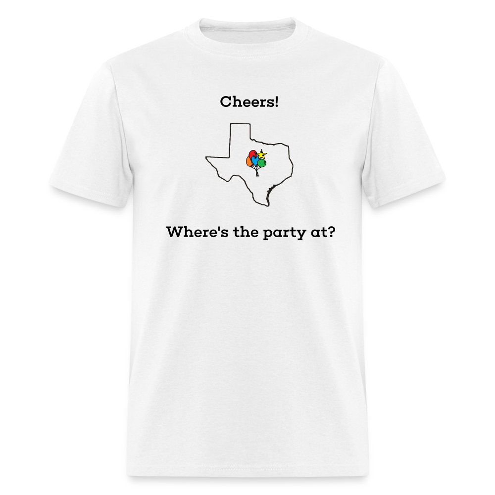 Texas STATEment Customizable Cheers Balloons Unisex/Men's White Tee Shirt - white