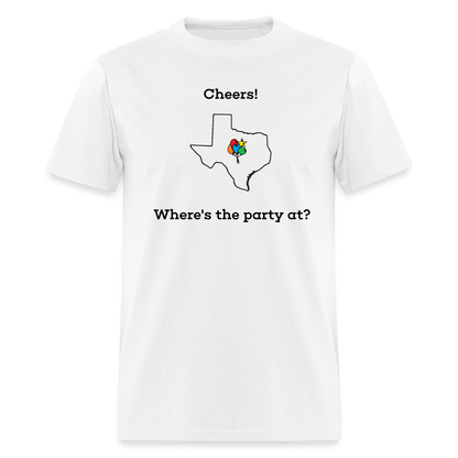 Texas STATEment Customizable Cheers Balloons Unisex/Men's White Tee Shirt - white