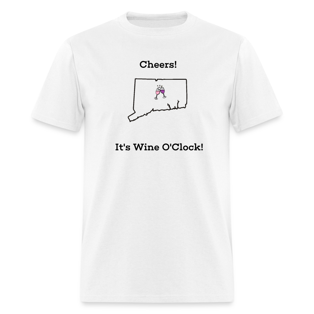 Connecticut STATEment Customizable Cheers Wine Unisex/Men's White Tee Shirt - white