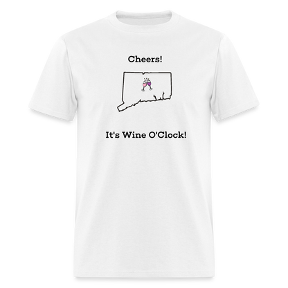 Connecticut STATEment Customizable Cheers Wine Unisex/Men's White Tee Shirt - white