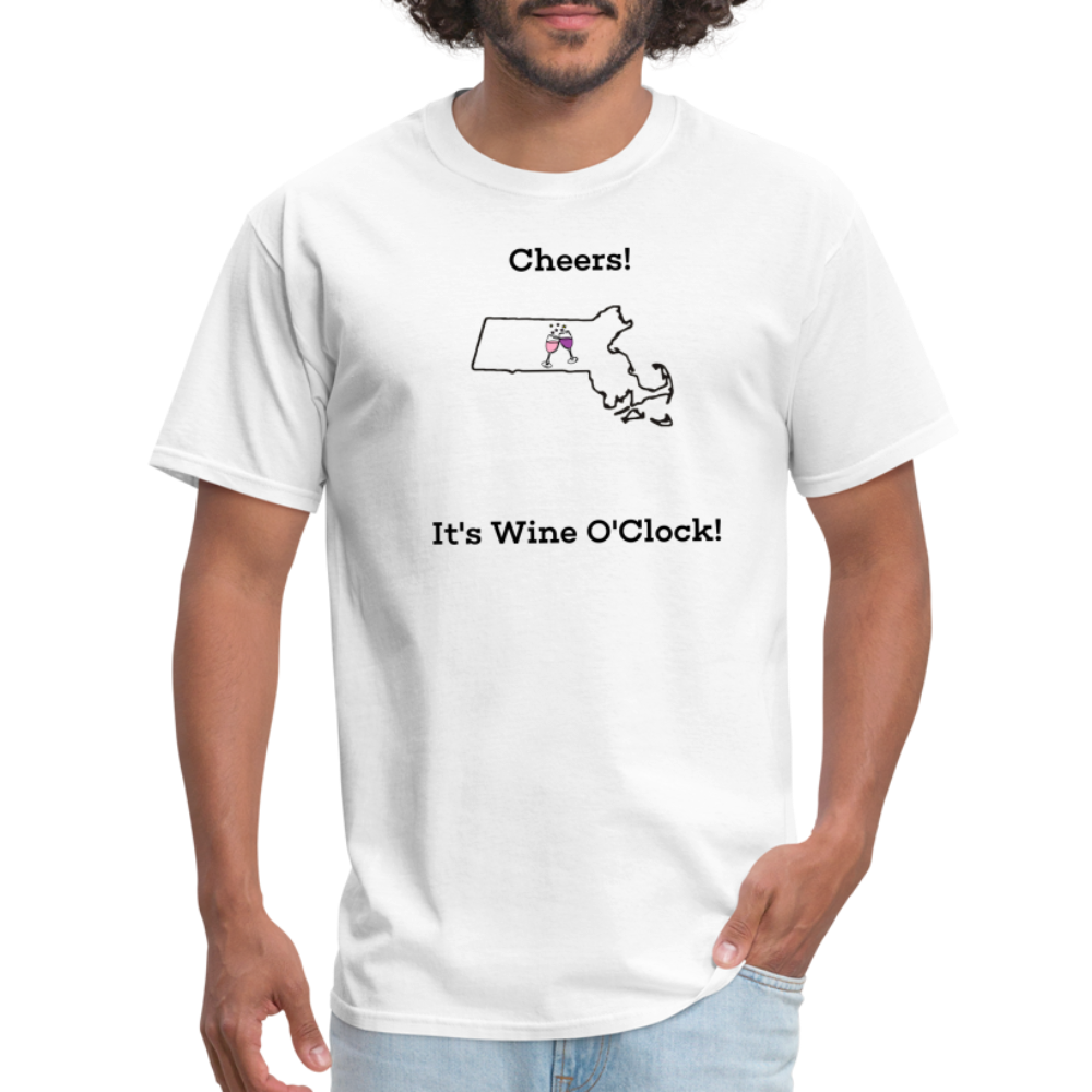 Massachusetts STATEment Custom Cheers Wine Unisex/Men's White Tee Shirt - white