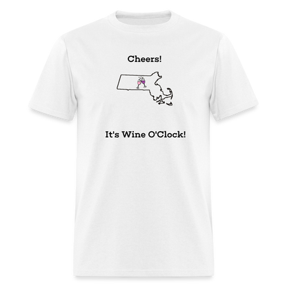 Massachusetts STATEment Custom Cheers Wine Unisex/Men's White Tee Shirt - white