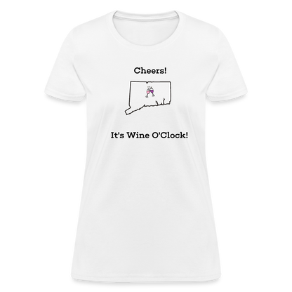 Connecticut STATEment Customizable Cheers Wine Women's White Tee Shirt - white