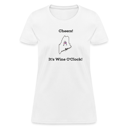 Maine STATEment Customizable Cheers Wine Women's White Tee Shirt - white