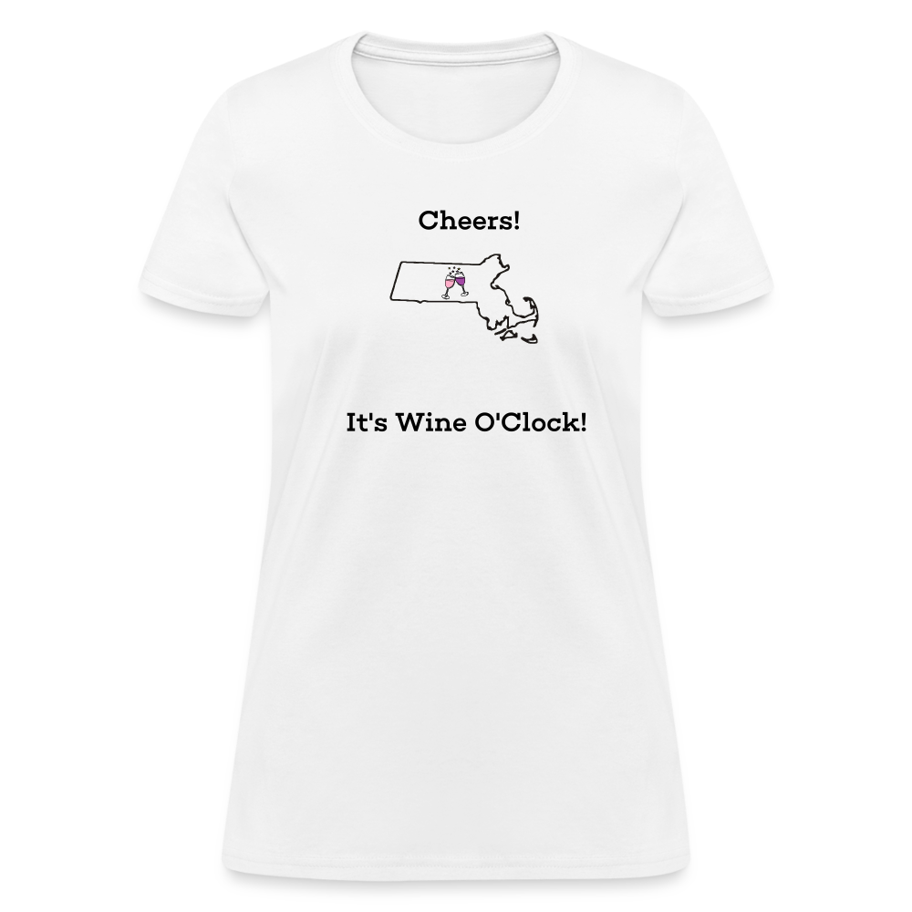 Massachusetts STATEment Customizable Cheers Wine Women's White Tee Shirt - white