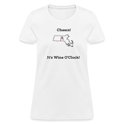 Massachusetts STATEment Customizable Cheers Wine Women's White Tee Shirt - white