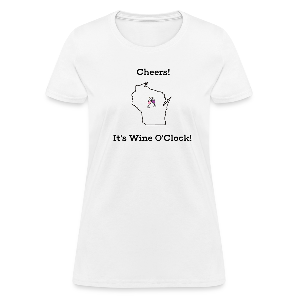 Wisconsin STATEment Customizable Cheers Wine Women's White Tee Shirt - white