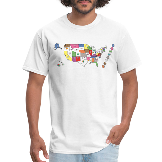 USA STATEment Mosaic Unisex/Men's White Tee Shirt - white