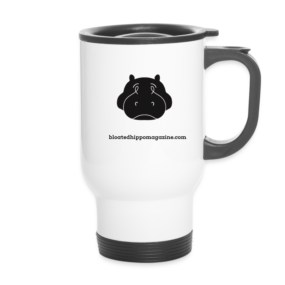 Bloated Hippo Magazine Travel Mug - white