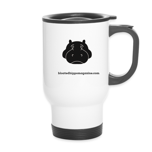 Bloated Hippo Magazine Travel Mug - white