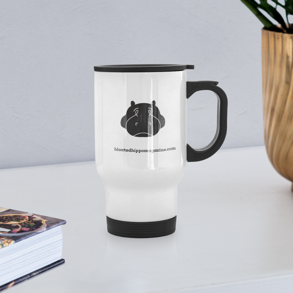 Bloated Hippo Magazine Travel Mug - white